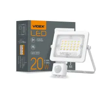 LED прожектор VIDEX F2e 20W 5000K з датчиком руху та освітленості