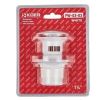 Донний клапан для умивальника з переливом Koer PW-03-03 1 1/4'' (кнопка) (Білий) (KR3395)