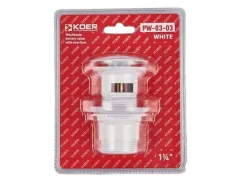 Донний клапан для умивальника з переливом Koer PW-03-03 1 1/4'' (кнопка) (Білий) (KR3395)