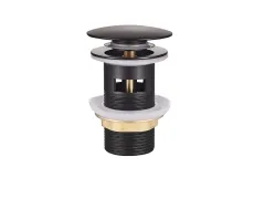 Донний клапан для умивальника з переливом Champion POP-UP-01 Black 1 1/4'' (кнопка) (CH0365)