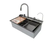 Мийка багатофункціональна Mixxus MH7546-SET-07 DECOR NANO-BLACK з вбудованим змішувачем (MX9578)