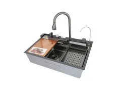 Мийка багатофункціональна Mixxus MH7546-SET-06 DECOR NANO-BLACK з вбудованим змішувачем (MX9576)