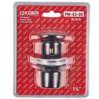 Донний клапан для умивальника з переливом Koer PW-03-05 1 1/4'' (кнопка) (Чорний) (KR3396)