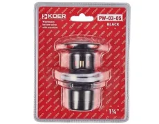 Донний клапан для умивальника з переливом Koer PW-03-05 1 1/4'' (кнопка) (Чорний) (KR3396)