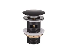 Донний клапан для умивал. з переливом Mixxus POP-UP-03 Black 1 1/4'' (кнопка) (Чорний) (MI6139)