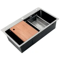 Мийка Zerix ZH8045-SET-05 NANO-BLACK (3.0/0.8) з нерж. сталі, комплект (графіт) (ZM5585) Мийка Zerix ZH8045-SET-05 NANO-BLACK (3.0/0.8) з нерж. сталі, комплект (графіт) (ZM5585)