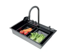 Мийка Zerix ZH7546-SET-01 NANO-BLACK з вбудованим змішувачем (ZM5575)