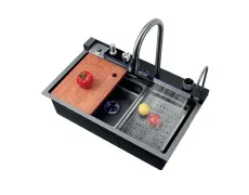 Мийка Zerix ZH7546-SET-02 DECOR NANO-BLACK з вбудованим змішувачем (ZM5576)
