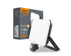 LED прожектор VIDEX F3 50W 5000K з датчиком руху 220V Black (VLE-F3-0505B-S)
