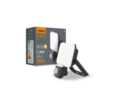 LED прожектор VIDEX F3 20W 5000K з датчиком руху 220V Black (VLE-F3-0205B-S)