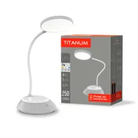 LED лампа настiльна з акумулятором TITANUM TLTF-022G 7W 3000-6500K USB сіра LED лампа настiльна з акумулятором TITANUM TLTF-022G 7W 3000-6500K USB сіра