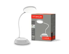 LED лампа настiльна з акумулятором TITANUM TLTF-022G 7W 3000-6500K USB сіра