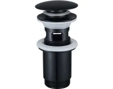 Донний клапан для раковини Zerix BV-01 BLACK 1 1/4'' з переливом автоматичний СLICK-СLACK (Колір чорний) (ZX6016)