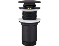 Донний клапан для раковини Koer PW-08-05 1 1/4''  без переливу автоматичний СLICK-СLACK (Колір чорн) (KR5789)