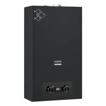 Газова колонка Koer KWH.G0110 BLACK димохідна 10 л/хв, колір чорний (KR5554)