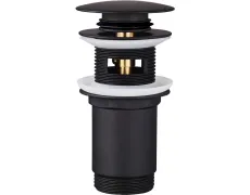 Донний клапан для раковини Koer PW-07-05 1 1/4'' з переливом автоматичний СLICK-СLACK (Колір чорн) (KR5785)