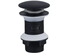 Донний клапан для раковини Zerix BV-02 BLACK 1 1/4''  без переливу автоматичний СLICK-СLACK (Колір чорний) (ZX6018)