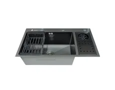 Мийка Zerix ZH8245-SET-08 Micro Decor Graphite з нержавіючої сталі (колір графіт) (ZM5594)