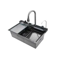 Мийка багатофункціональна Mixxus MH7546-SET-06 Decor Graphite з вбудованим змішувачем з нерж. сталі (MI8464)