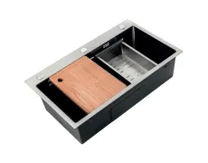 Мийка Zerix ZH6845-SET-05 Decor Nano-Black (3.0/0.8) з нерж. сталі комплект (графіт) (ZM5588)