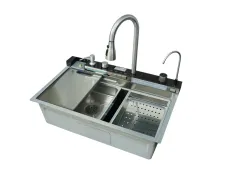 Мийка багатофункціональна Mixxus MH7546-SET-06 Decor SS Color з вбудованим змішувачем з нерж. сталі (MI8465)