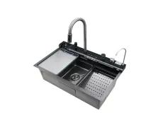 Мийка багатофункціональна Zerix ZH7546-SET-05 Decor Graphite з вбудованим змішувачем з нерж.сталі (ZM5592)