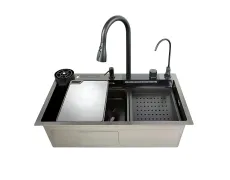 Мийка багатофункціональна Mixxus MH7546-SET-08 Decor Graphite з вбудованим змішувачем з нерж. сталі (MI8456)