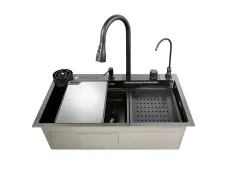 Мийка багатофункціональна Mixxus MH7546-SET-08 Micro Decor Graphite з вбудованим змішувачем з нерж.сталі (MI8455)