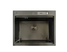 Мийка з нерж. сталі MIXXUS MH6050-SK NANO-BLACK (3.0/0.8) зі сходинкою для сушарки, з підставкою під ножі (Колір графіт) (MX1942)