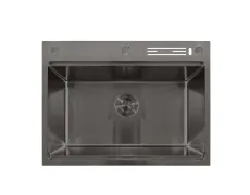 Мийка з нерж. сталі MIXXUS MH7050-SK NANO-BLACK (3.0/0.8) зі сходинкою для сушарки, з підставкою під ножі (Колір графіт) (MX1944)