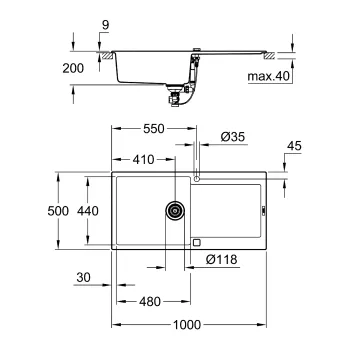 Композитна мийка для кухні Grohe K500 (31645AT0)