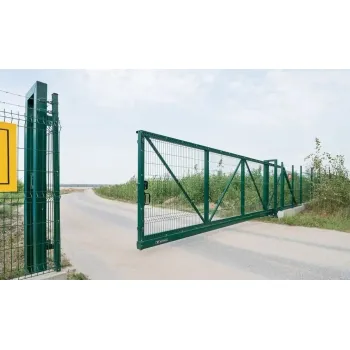Ворота відкатні Заграда зі зварної 3Д сітки зелений 6005 без автоматики Ворота відкатні Заграда зі зварної 3Д сітки зелений 6005 без автоматики