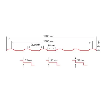 Металочерепиця Florencia H 30 (RETRO+) глянецева матова 1200/1100