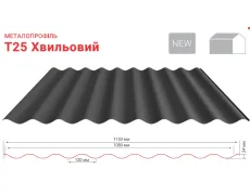 Фасадний профнастил хвильовий Т-25 1150/1080