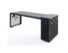 Лавка Moderna Plus-S зі скринею сталь / терасна дошка