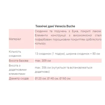 Сходи гвинтові VENECIA BUCHE серблясті бук