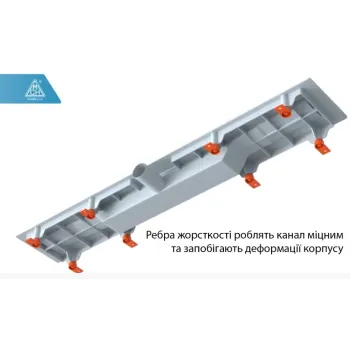 Душові канали Класік/Під плитку з матовою решіткою та кромкою з нержавіючої сталі, випуск DN40, монтажна висота 65 мм, комбінований сифон (сухий + гідрозатвор)