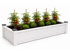 Теплая деревянная грядка с колоннами, темный венге 180×75×35 см.